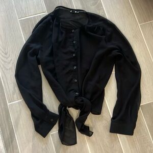 DKNY Sheer Black long sleeve blouse